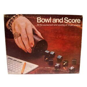 Vintage 1974 Milton Bradley Bowl And Score 10-Pin Bowling Dice Game Set